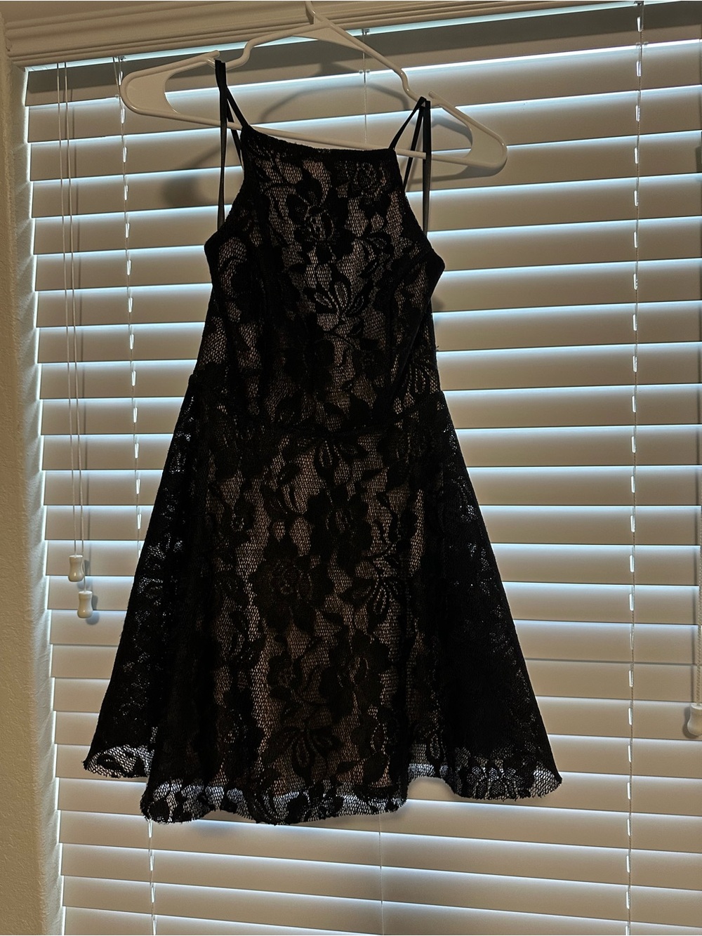 Windsor Black Lace Mini Dress with Spaghetti Straps